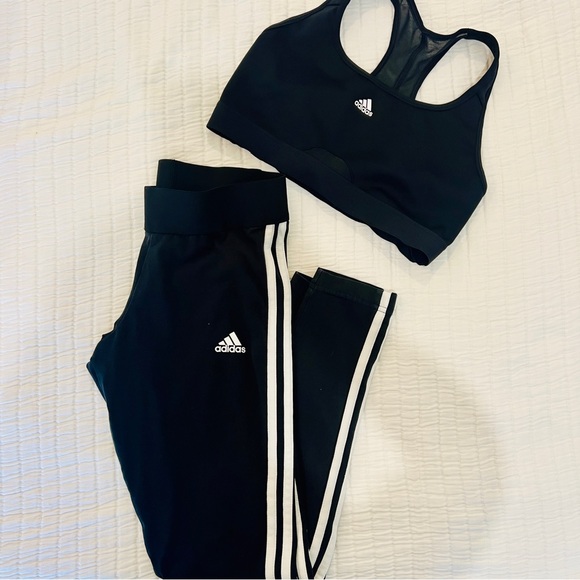 adidas | Women's Sportswear 3-Stripe Tights in Black and White - Picture 11 of 14
